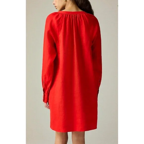 J.CREW Cabana Mini Dress in Linen Size Small Red NEW Beach Preppy Casual CI922 - Picture 9 of 16